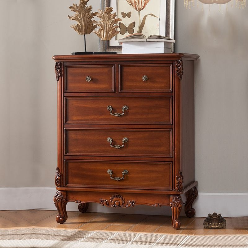 American-Style Chest of Drawers Solid Wood Bedroom European-Style Five-Bucket Cabinet Locker Large Capacity Chest of Six Drawers Living Room Storage Drawer