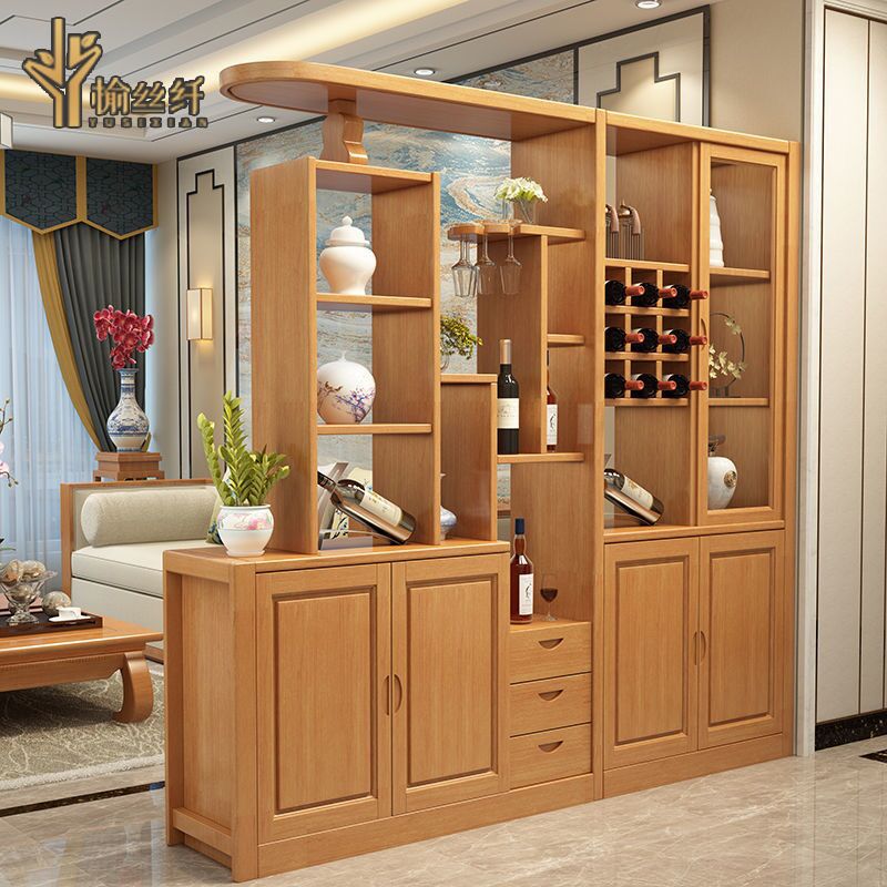 Solid Wood Wine Cabinet Living Room Partition Modern Minimalist Screen Double-Sided Shoe Cabinet Dining Room Wine Cabinet Porch Cabinet Entrance Entrance Cabinet