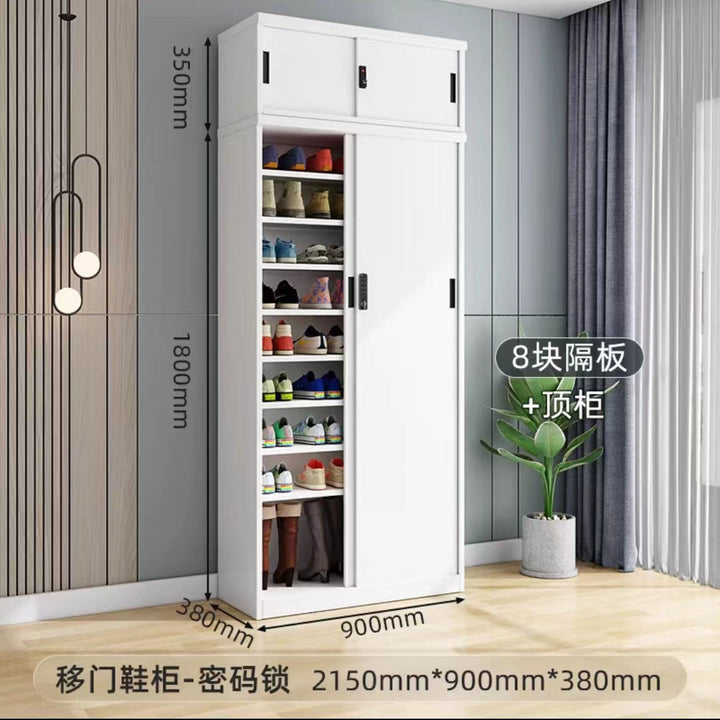 Sliding Door Balcony Shoe Cabinet Sun Protection Household Large Capacity Multi-Layer Sliding Door Outdoor with Password Lock Locker