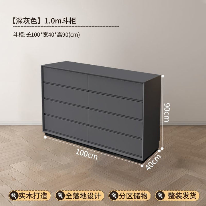 Black Solid Wood Eight Spares Cabinet Living Room Simple Storage Organizer Five BucketsinsWind Floor Bedroom Bed Front Cabinet Advanced Sense