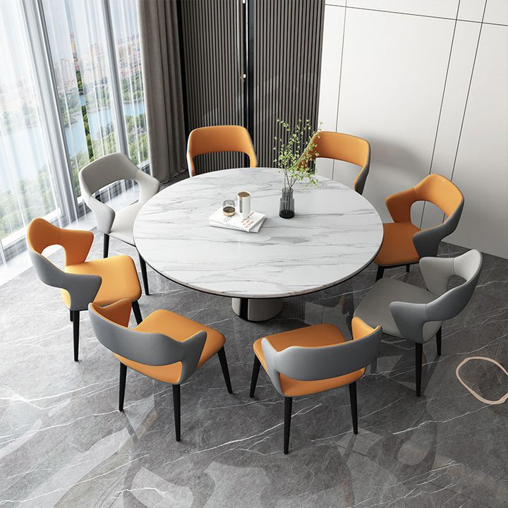 Light Luxury Dining Chair European-Style Backrest Chair Desk Office Faux Leather Computer Chair Mahjong Chair Hotel Leisure Dining Table and Chair