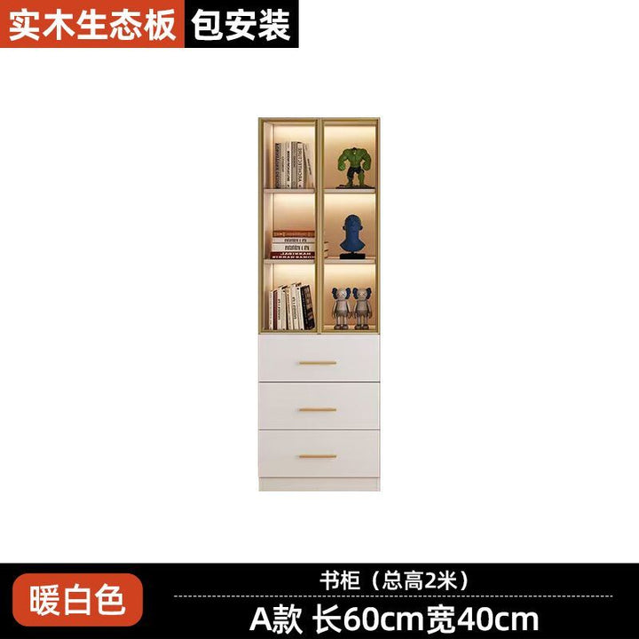 Bailixin Bookcase Modern Glass Bookshelf Combination Light Luxury and Simplicity Hand-Made Display Cabinet Dustproof Floor Standing Storage Cabinet