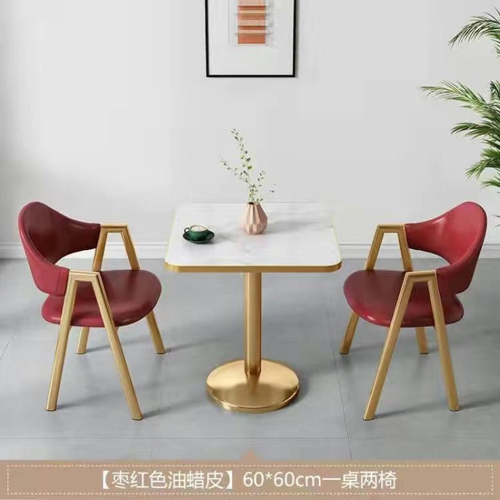 Light Luxury Dining Tables and Chairs Set Small Apartment Milk Tea Shop Coffee Shop Apartment Hotel Balcony Leisure Reception Small Square Table