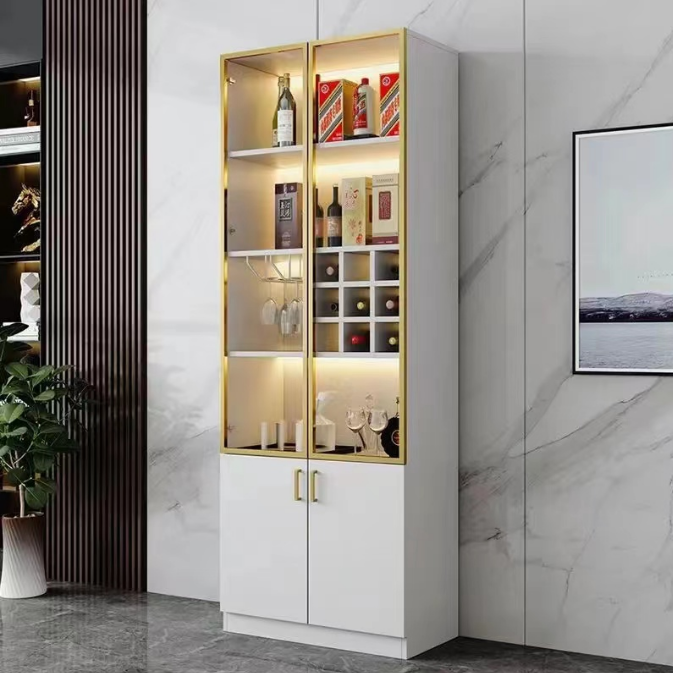 Modern Sideboard Wine Cabinet Integrated Living Room Wall Home Simple and Light Luxury High-End Dining Room Glass Storage Display Cabinet