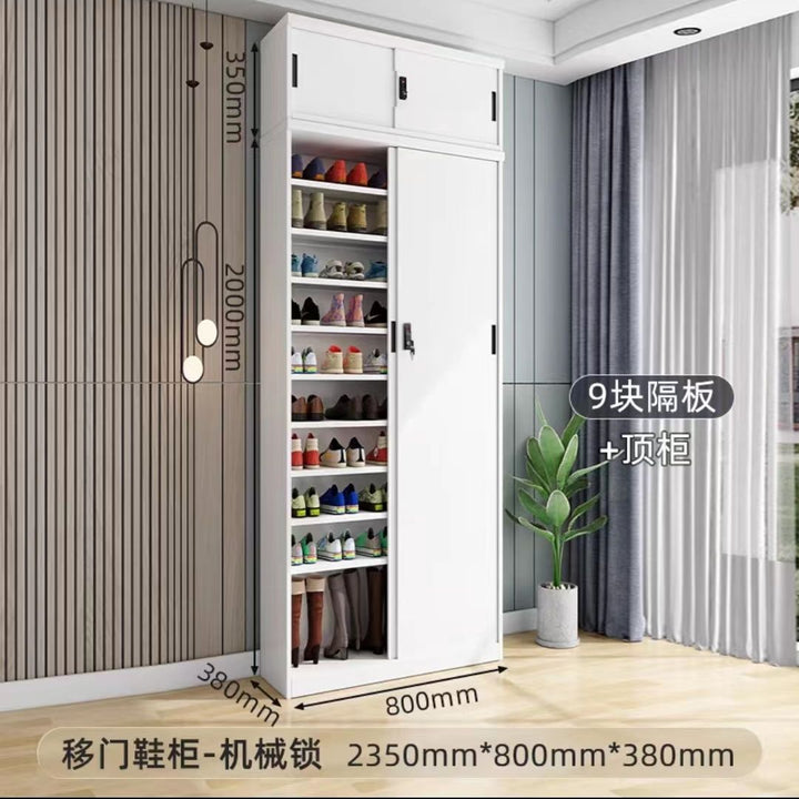 Sliding Door Balcony Shoe Cabinet Sun Protection Household Large Capacity Multi-Layer Sliding Door Outdoor with Password Lock Locker