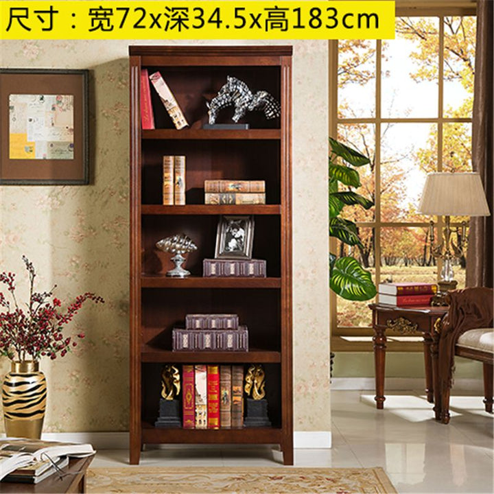 American-Style Solid Wood Bookshelf Bookcase Shelf Simple Modern Combination Simple Storage Cabinet European-Style Bookcase Living Room