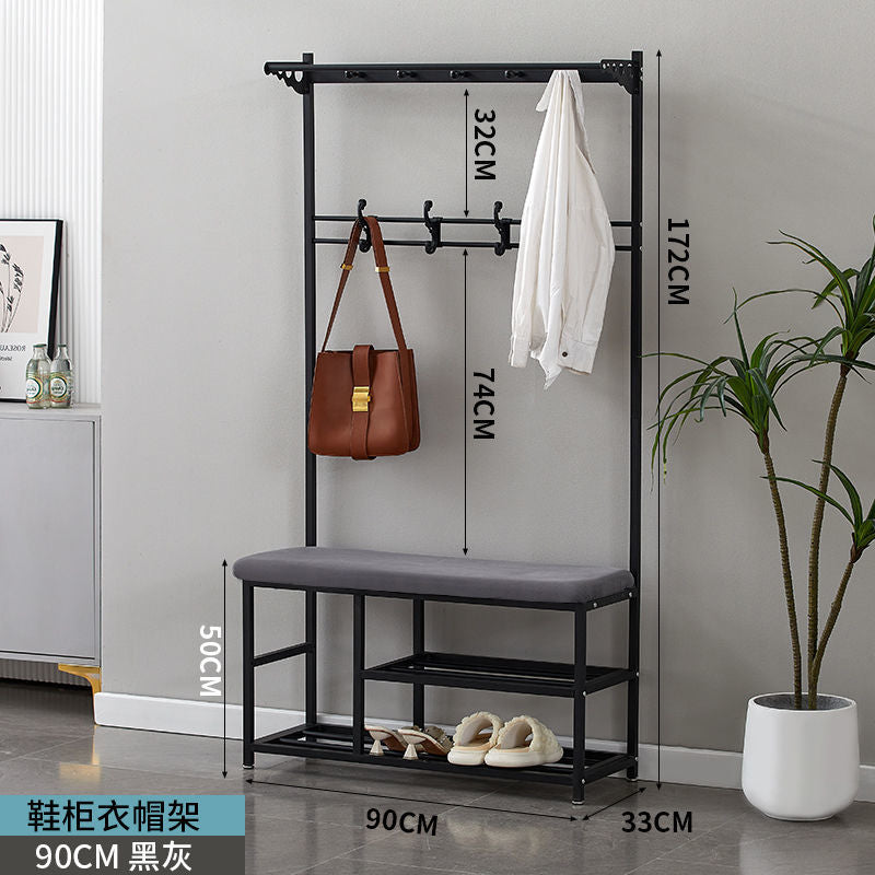 Shoe Changing Stool Doorway Storage Shelf Coat Rack Floor Bedroom and Household Multifunctional Hanging Clothes Hanger Simple Shoe Cabinet Shoe Rack