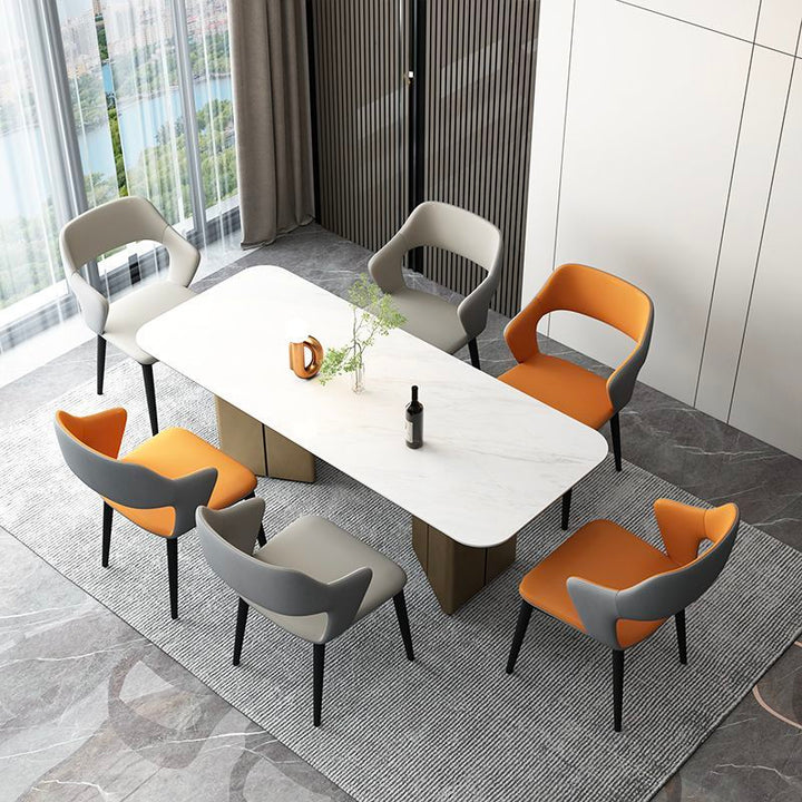 Light Luxury Dining Chair European-Style Backrest Chair Desk Office Faux Leather Computer Chair Mahjong Chair Hotel Leisure Dining Table and Chair