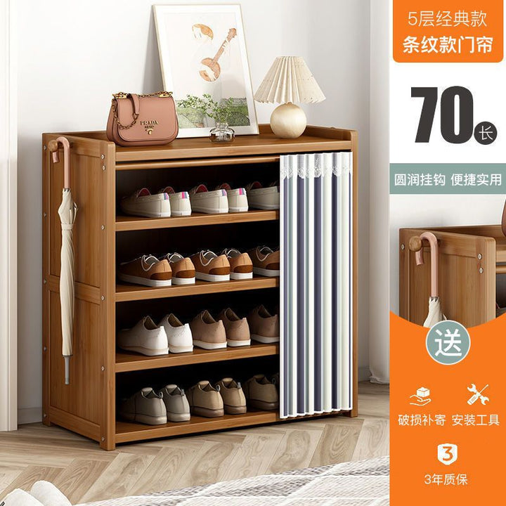 Multi-Layer Shoe Rack Household Bamboo Shoe Cabinet Dustproof Bedroom Simple Large Capacity Bamboo Storage Rack Storage Locker