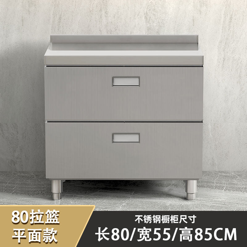 Authentic304Stainless Steel Cabinet Extra Thick Kitchen Cabinet Stainless Steel Workbench with Drawer Household Storage Cupboard