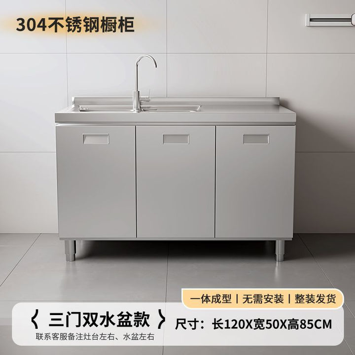 304Integrated Stainless Steel Kitchen Cabinet Simple Stove Integrated Rural Storage Organizer Cupboard Household Small Apartment