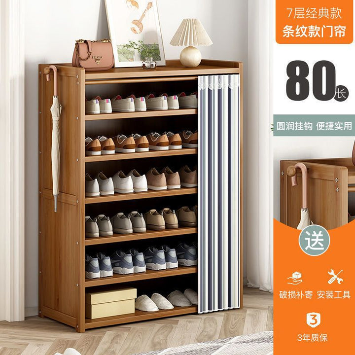 Multi-Layer Shoe Rack Household Bamboo Shoe Cabinet Dustproof Bedroom Simple Large Capacity Bamboo Storage Rack Storage Locker