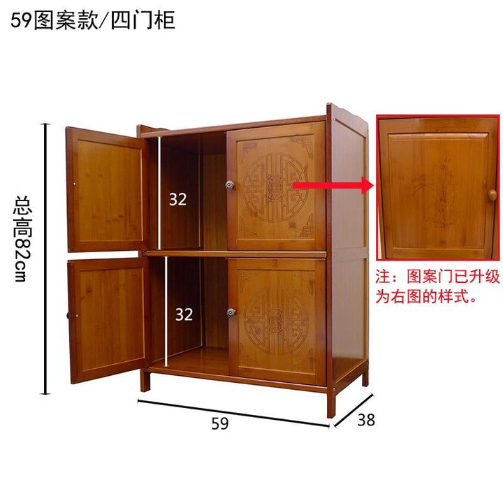 Bamboo Kitchen Shelf Cabinet Sideboard Cabinet Multi-Functional Household Cabinet Locker Storage Cupboard Breathable Cupboard