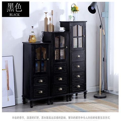 American Solid Wood Small Wine Cabinet Living Room Home Wine Cabinet Curio Cabinet Storage Wall Locker Dining Room Storage Cabinet