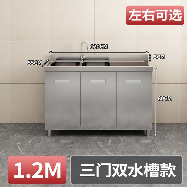 304Stainless Steel Integrated Cabinet Kitchen Simple Locker Storage Stove Cupboard Commercial Rental Room House Dish Rack