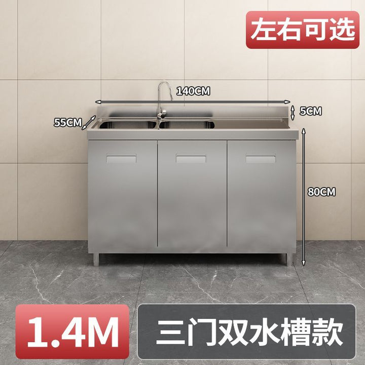 304Stainless Steel Integrated Cabinet Kitchen Simple Locker Storage Stove Cupboard Commercial Rental Room House Dish Rack