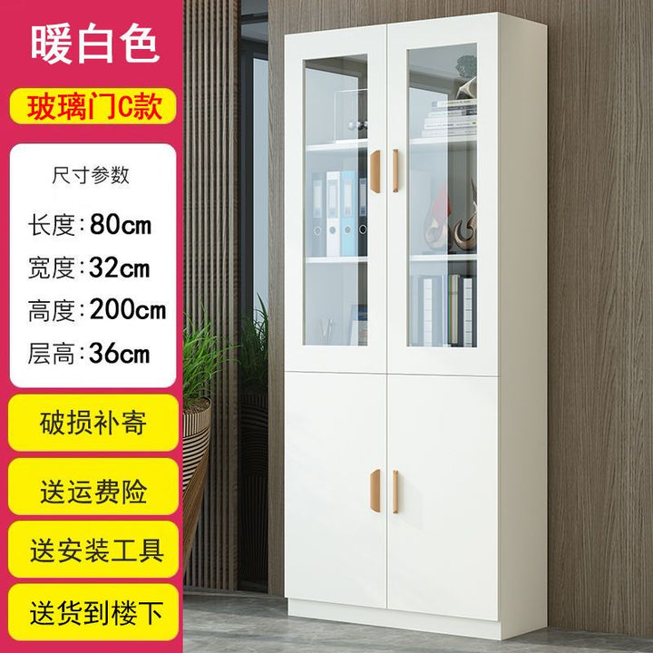 Bookcase Bookshelf Combination Simple Modern Living Room with Door Cabinet Glass Door Bookcase Economical Multifunctional Locker