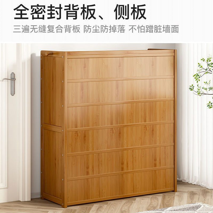 Multi-Layer Shoe Rack Household Bamboo Shoe Cabinet Dustproof Bedroom Simple Large Capacity Bamboo Storage Rack Storage Locker