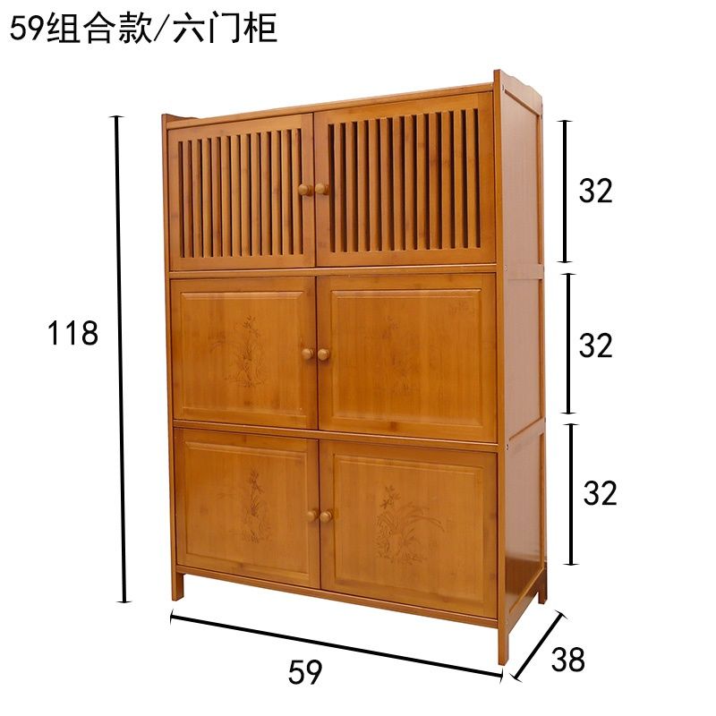 Bamboo Kitchen Shelf Cabinet Sideboard Cabinet Multi-Functional Household Cabinet Locker Storage Cupboard Breathable Cupboard