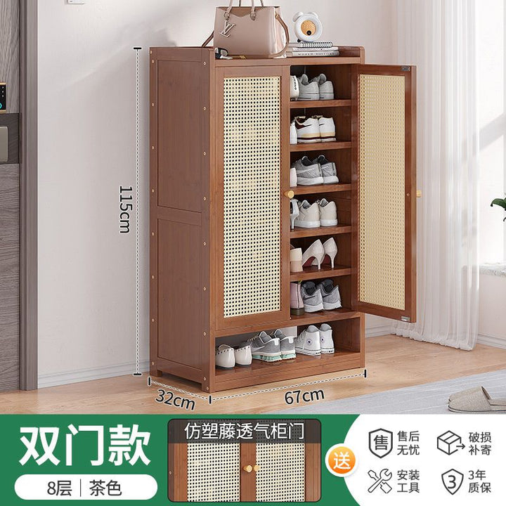 Door Shoe Cabinet Bamboo Dust-Proof Outdoor Shoe Rack Entry Door Shoe Storage BalconyinsWind Niche Furniture Home