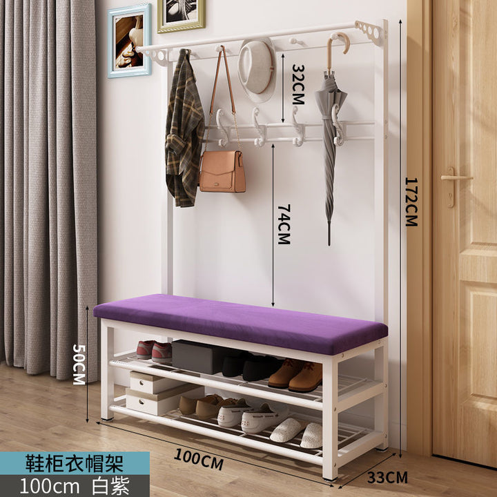 Shoe Changing Stool Doorway Storage Shelf Coat Rack Floor Bedroom and Household Multifunctional Hanging Clothes Hanger Simple Shoe Cabinet Shoe Rack