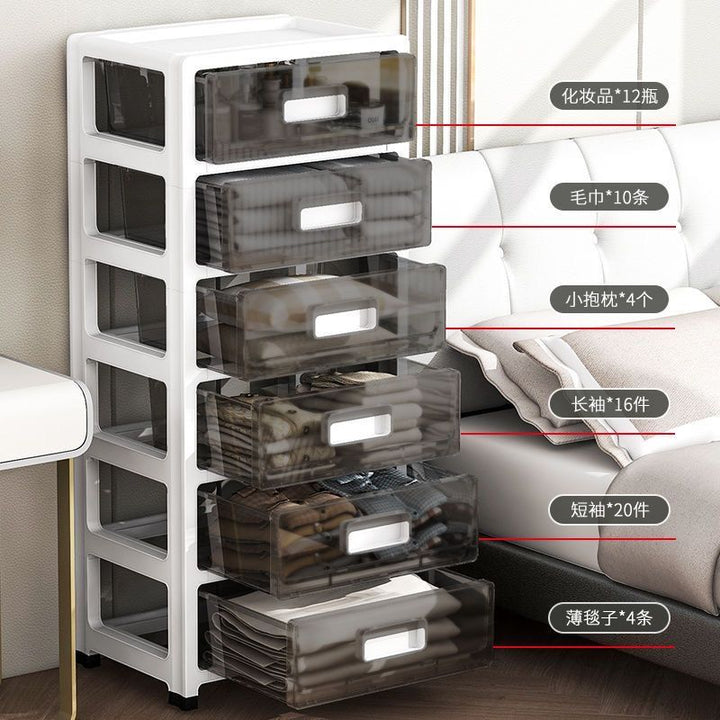 Simple Style Drawer Storage Cabinet Transparent Household Storage Cabinet Multi-Layer Organizing Cabinet Living Room Shoe Cabinet Bedroom Bedside Table