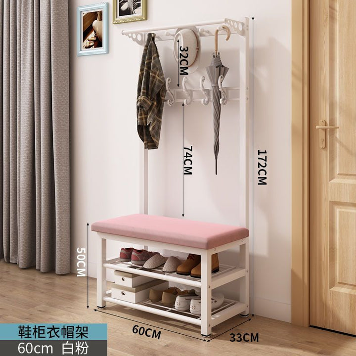 Shoe Changing Stool Doorway Storage Shelf Coat Rack Floor Bedroom and Household Multifunctional Hanging Clothes Hanger Simple Shoe Cabinet Shoe Rack