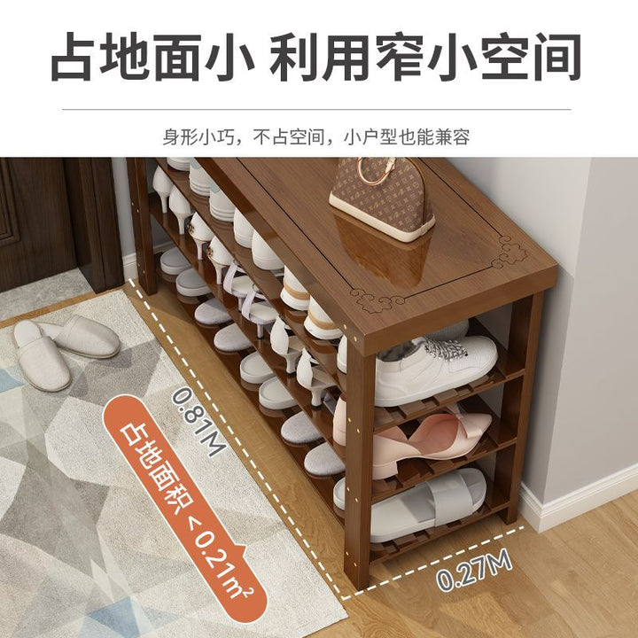 Bedroom Shoe Changing Stool Simple Multi-Layer Shoe Rack Wooden Shoe Rack Shoe Cabinet Dustproof New Door Stool