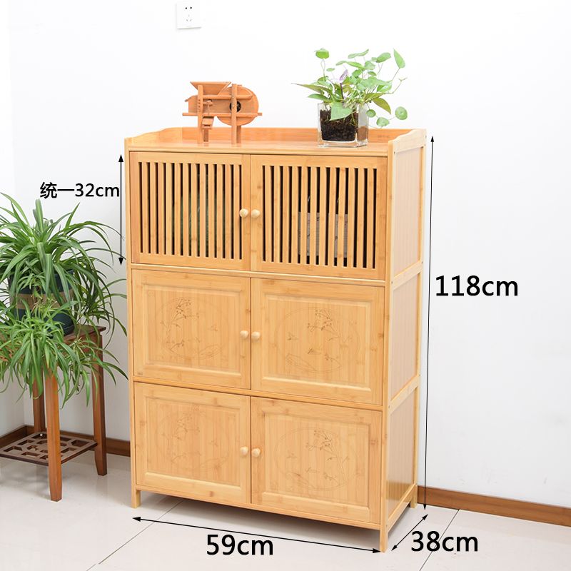 Bamboo Kitchen Shelf Cabinet Sideboard Cabinet Multi-Functional Household Cabinet Locker Storage Cupboard Breathable Cupboard