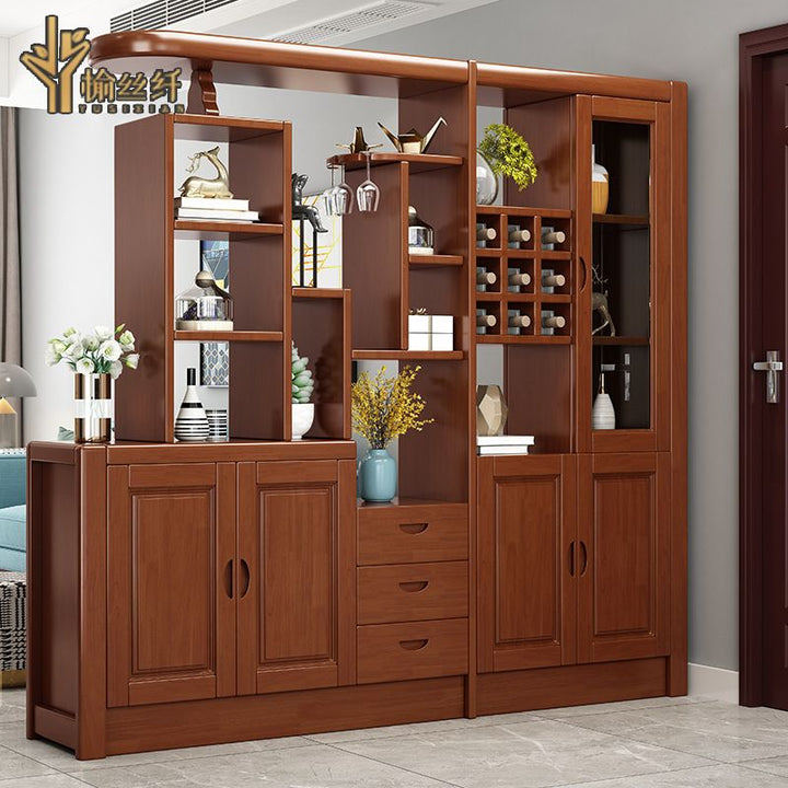 Solid Wood Wine Cabinet Living Room Partition Modern Minimalist Screen Double-Sided Shoe Cabinet Dining Room Wine Cabinet Porch Cabinet Entrance Entrance Cabinet