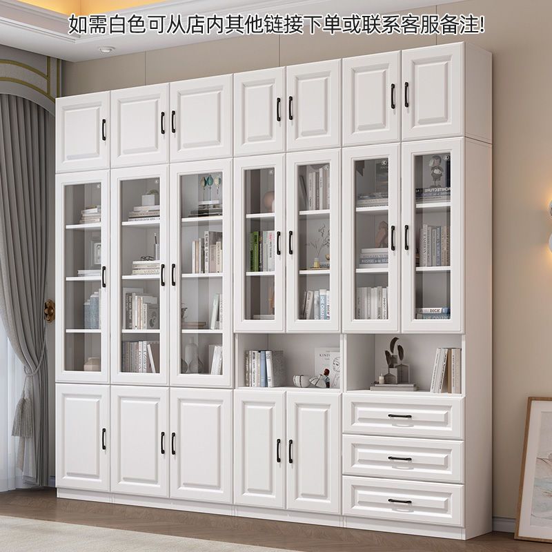 Baili Xinshi Wooden Bookcase Bookshelf Combination Modern Minimalist with Glass Bookcase Living Room Study Locker Floor Cabinet