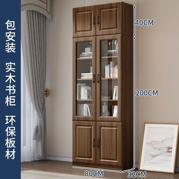 Baili Xinshi Wooden Bookcase Bookshelf Combination Modern Minimalist with Glass Bookcase Living Room Study Locker Floor Cabinet