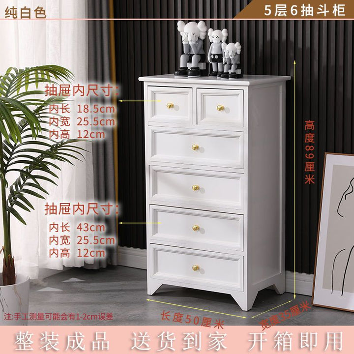 American-Style Solid Wood Chest of Drawers Light Luxury Living Room Storage Cabinet Home Bedroom Height Chest of Drawers Modern White Wall