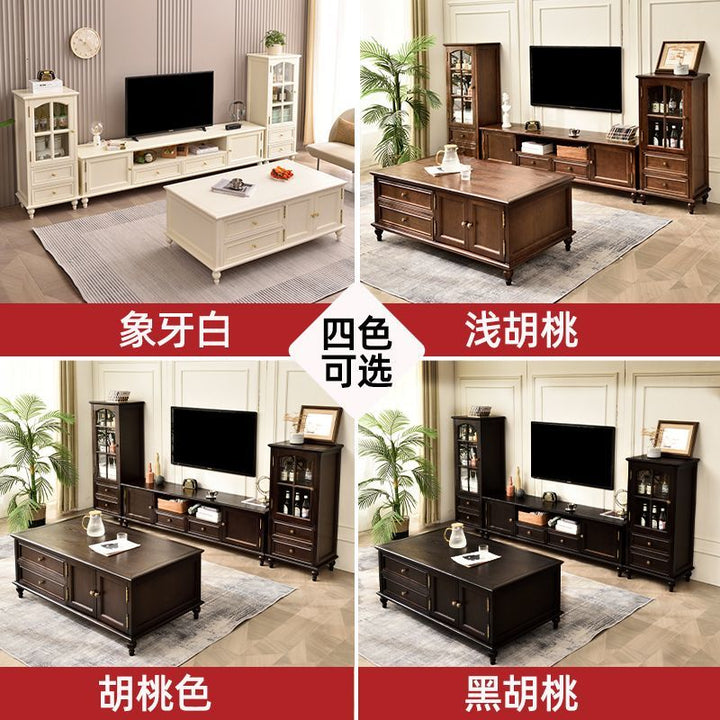 American-Style Solid Wood Small Wine Cabinet Single Door Display Cabinet Made of Glass European-Style Living Room Curio Cabinet Household Sideboard Cabinet