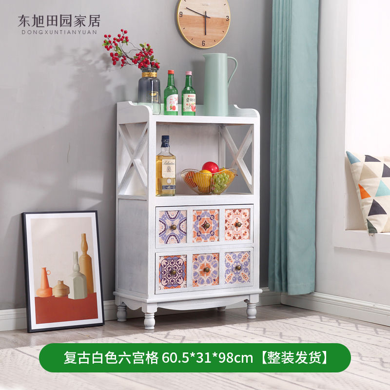 American Solid Wood Sideboard Modern Minimalist Kitchen Side Cabinet Retro Domestic Living Room Storage Cabinet Tea Cabinet