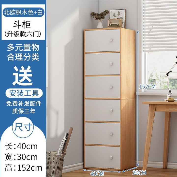 Multi-Layer Storage Cabinet Living Room Chest of Drawers Burlywood Bedroom Bedside Locker Modern with Cabinet Door Storage Shelf