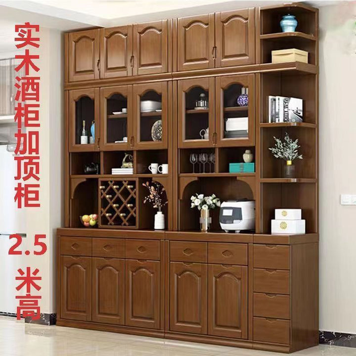 Solid Wood Wine Cabinet Sideboard Cabinet Living Room Wall Cabinet Dining Room Locker Kitchen Chinese Storage Cabinet Cupboard Storage Furniture