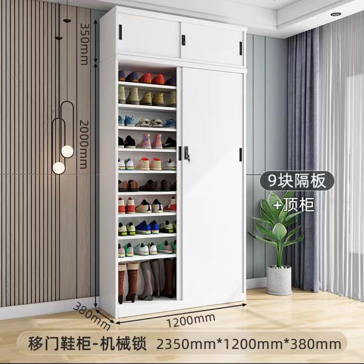 Sliding Door Balcony Shoe Cabinet Sun Protection Household Large Capacity Multi-Layer Sliding Door Outdoor with Password Lock Locker