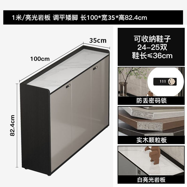 Italian-Style Light Luxury Shoe Cabinet Home Doorway Corridor Outer Band Password Lock Outdoor Corridor Aisle Elevator Entrance Stone Plate Shoe Cabinet