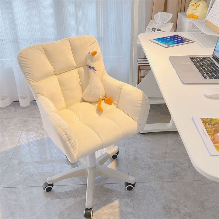 Computer Chair Comfortable Long-Sitting Girls' Bedroom Makeup Chair Home Backrest Swivel Chair College Student Dormitory Study Seat