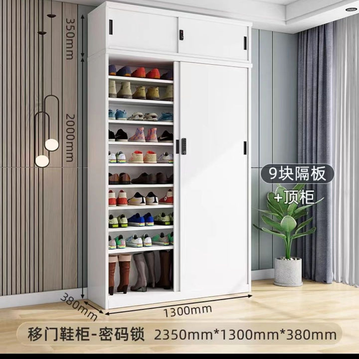 Sliding Door Balcony Shoe Cabinet Sun Protection Household Large Capacity Multi-Layer Sliding Door Outdoor with Password Lock Locker