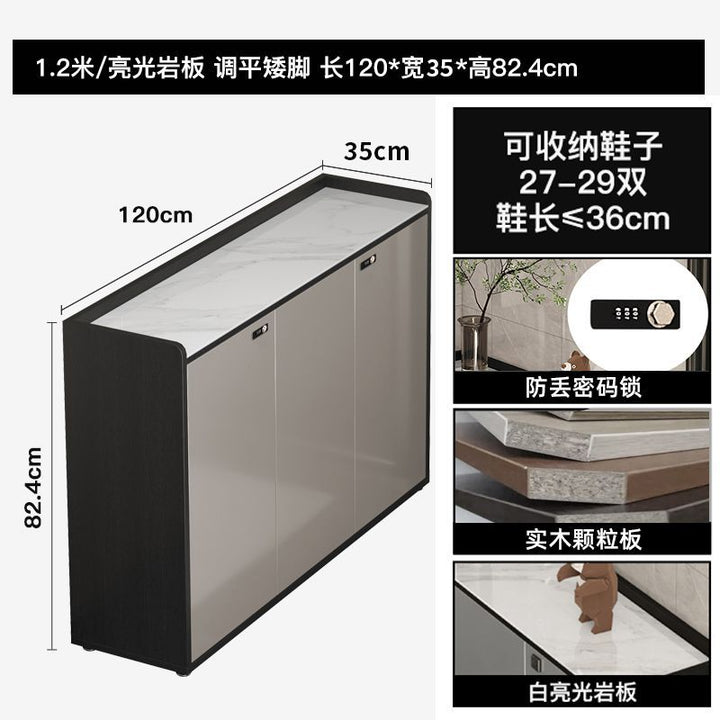 Italian-Style Light Luxury Shoe Cabinet Home Doorway Corridor Outer Band Password Lock Outdoor Corridor Aisle Elevator Entrance Stone Plate Shoe Cabinet