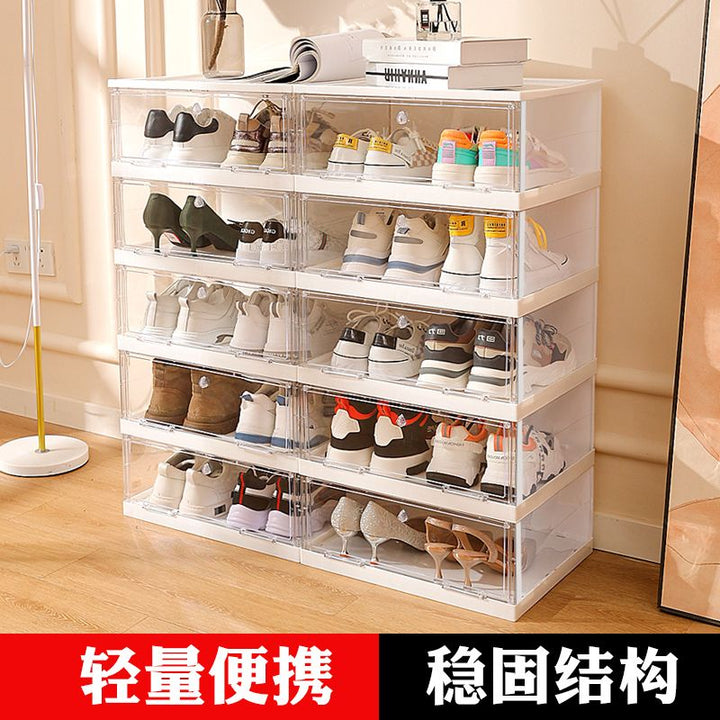 Folding Shoe Cabinet Display Shoe Box Shoe Rack Transparent and Dustproof Storage Installation-Free Integrated Multi-Layer Door Dormitory Bedroom