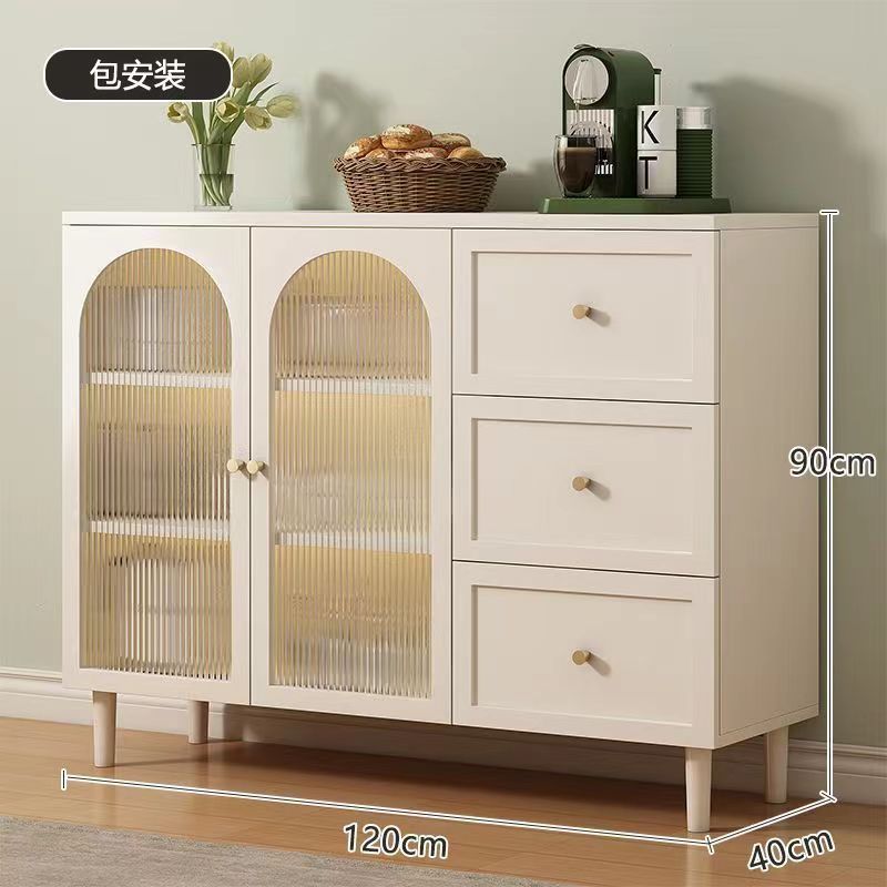 2024Popular Sideboard Cabinet Home Living Room and Kitchen All-in-One Cabinet Wall Storage Modern Minimalist Rattan Glass Storage