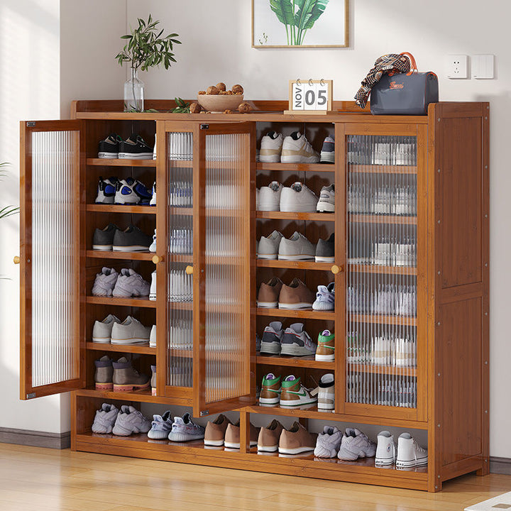 Door Shoe Cabinet Bamboo Dust-Proof Outdoor Shoe Rack Entry Door Shoe Storage BalconyinsWind Niche Furniture Home