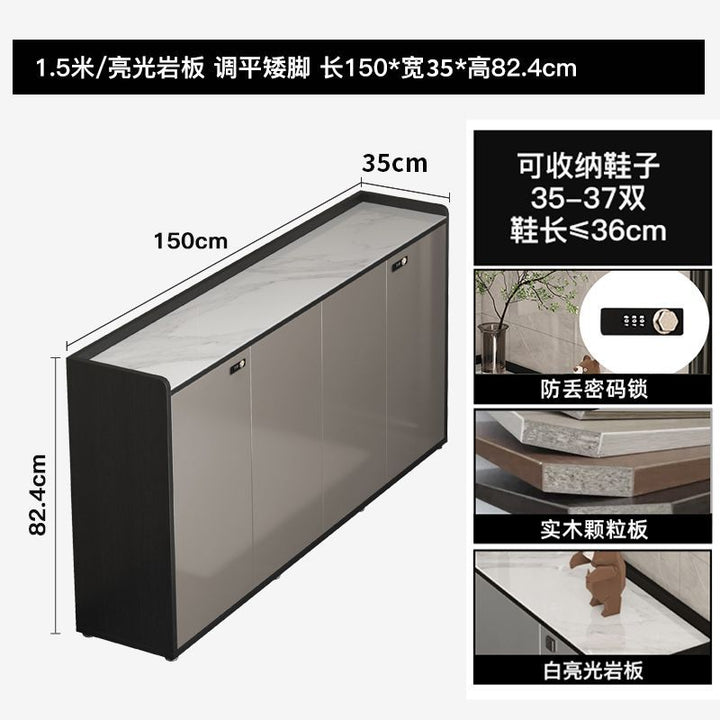 Italian-Style Light Luxury Shoe Cabinet Home Doorway Corridor Outer Band Password Lock Outdoor Corridor Aisle Elevator Entrance Stone Plate Shoe Cabinet