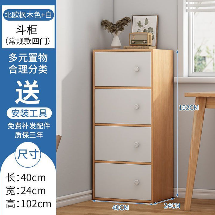 Multi-Layer Storage Cabinet Living Room Chest of Drawers Burlywood Bedroom Bedside Locker Modern with Cabinet Door Storage Shelf