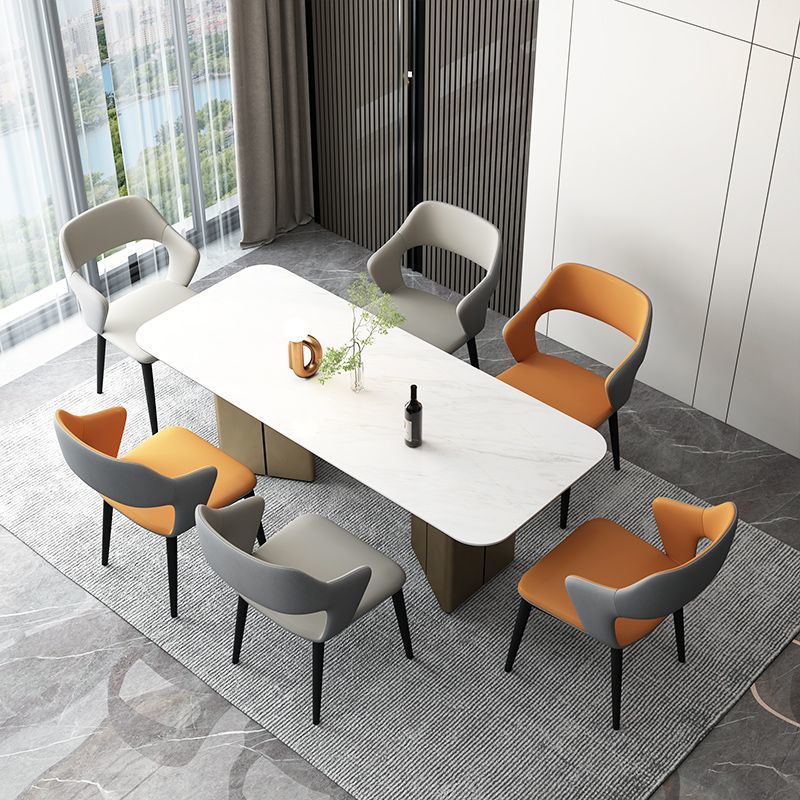 Light Luxury Dining Chair European-Style Backrest Chair Desk Office Faux Leather Computer Chair Mahjong Chair Hotel Leisure Dining Table and Chair