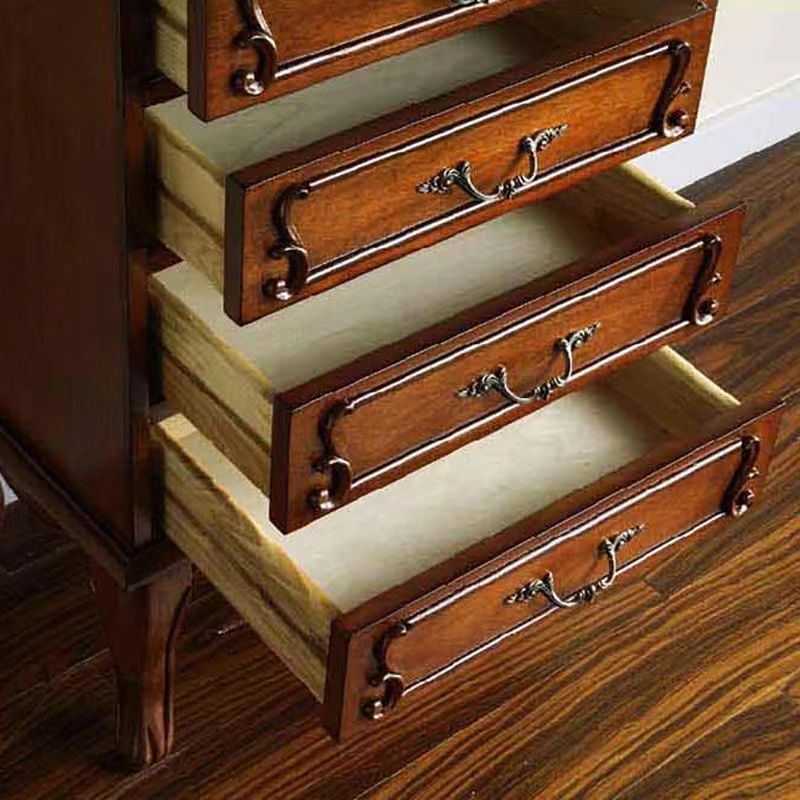 American-Style Chest of Drawers Bedroom European-Style Solid Wood Small Chest of Drawers Five-Bucket Cabinet Living Room Storage Cabinet Drawer Locker