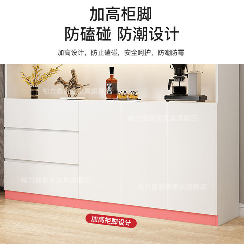 Baili Xinshi Wood Sideboard Cabinet Living Room Home Glass Door Small Display Cabinet Sideboard Cabinet Function Simple Cabinet